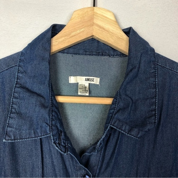 Amuse Society Jump For Love Short Sleeve Wide Leg Jumpsuit L - Picture 7 of 8